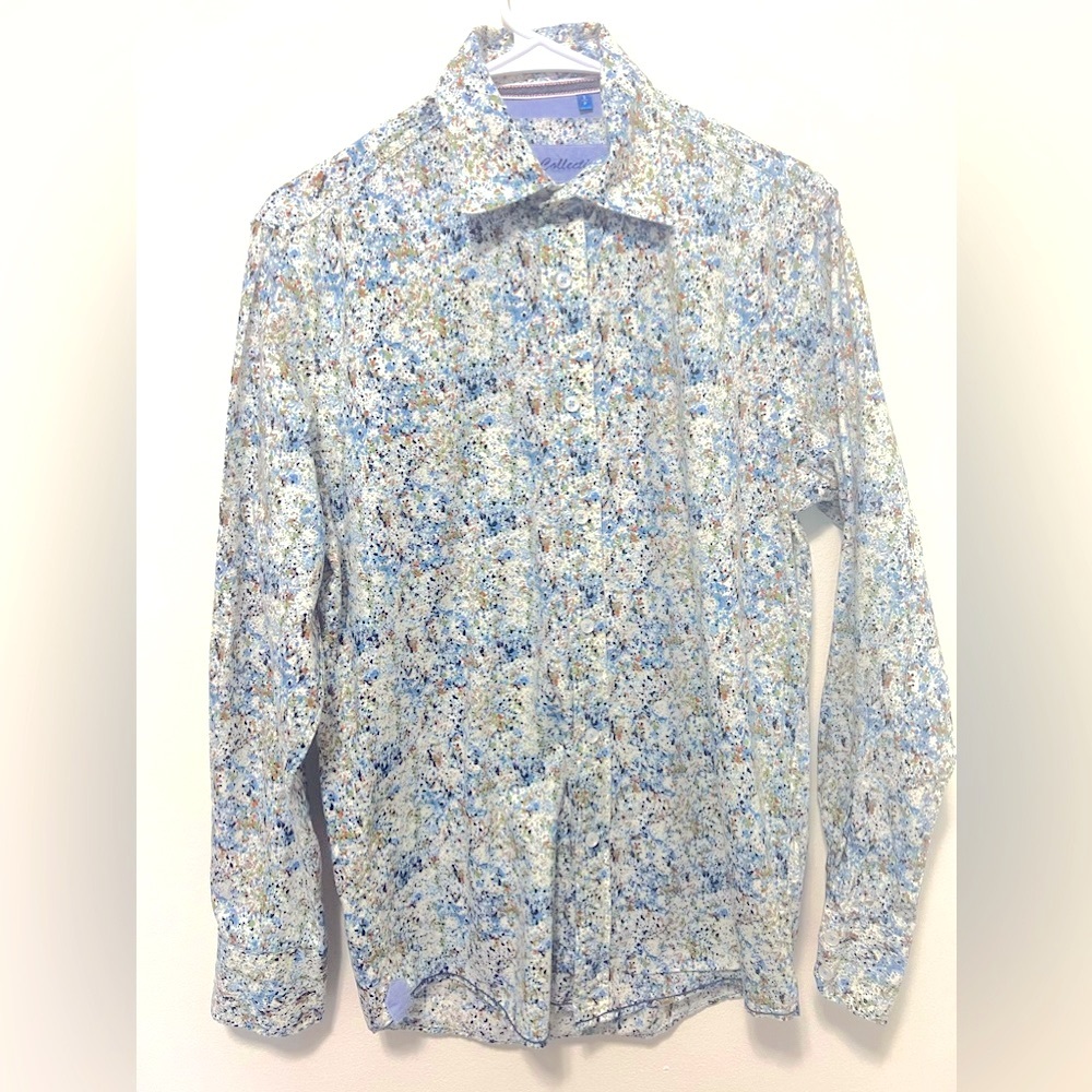Report collection men’s  floral print button down cotton. Size small